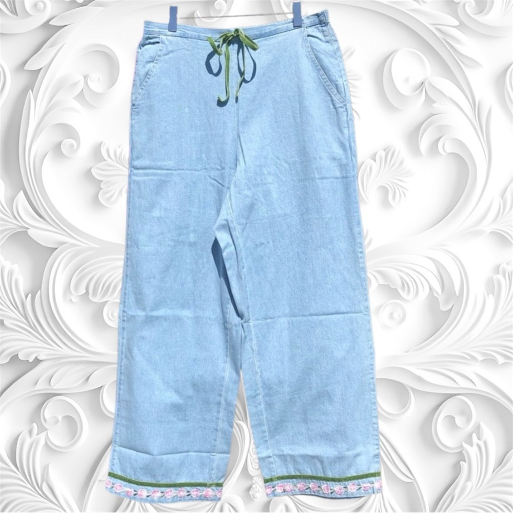 NWOT SOFT SURROUNDINGS WIDE LEG EMBELLISHED JEANS.